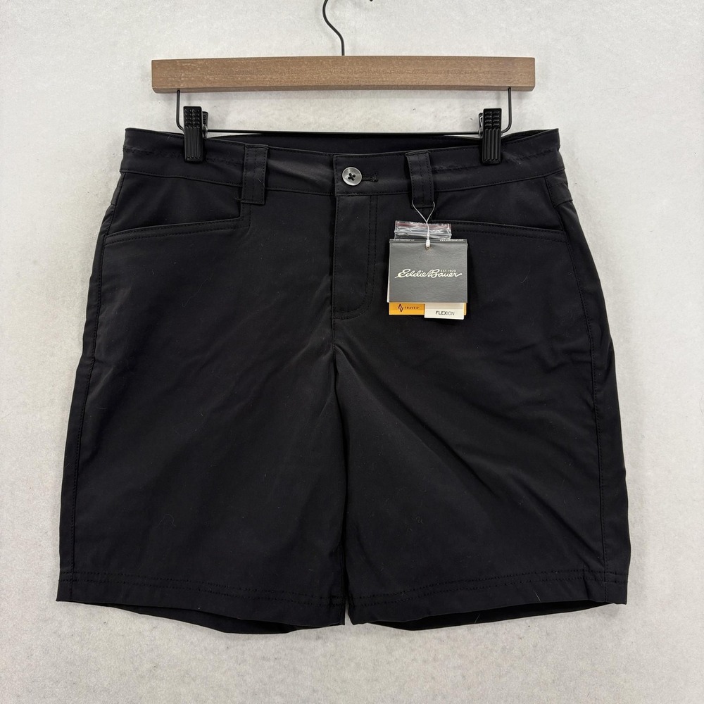 Eddie Bauer Travex Horizon Bermuda Shorts Womens 6 Black Stretch Flexion Hiking